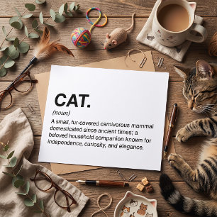 Cat Definition Noun Funny Cat Lover Card