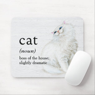 CAT Definition On Whitewashed Wood Mouse Mat
