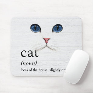 CAT Definition On Whitewashed Wood Mouse Mat