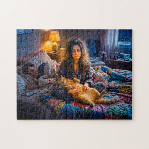 Cat Demands 3AM Cuddles Jigsaw Puzzle