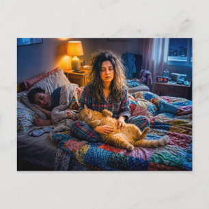 Cat Demands 3AM Cuddles Postcard