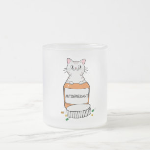 cat depresent cats lover design frosted glass coffee mug