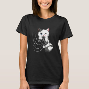 Cat Design Cat Cuddles With Duvet Plays With Curta T-Shirt