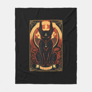 Cat Devil Tarot Card Graphic Illustration Fleece Blanket