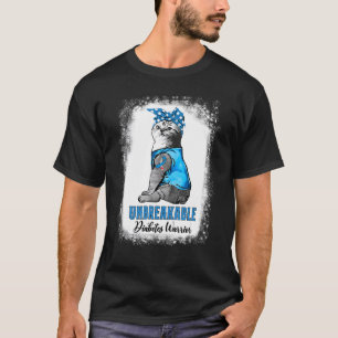 Cat Diabetes  Diabetes Warrior Unbreakable Blue Ri T-Shirt