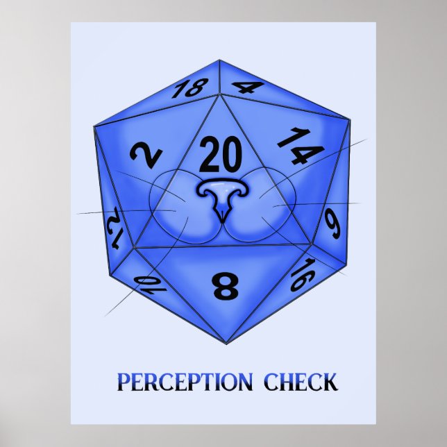 Cat. Dice 20. Perception Check Poster (Front)