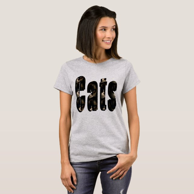 Cat Dimensional Logo Made From Ragdoll Cats, T-Shirt (Front Full)