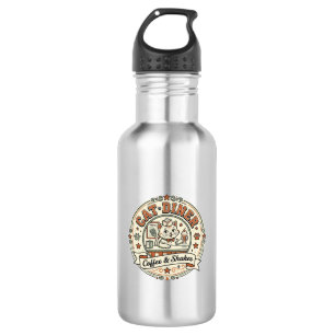 Cat Diner Cat Diner Retro Restaurant Cat Vintage V 532 Ml Water Bottle