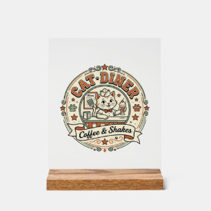 Cat Diner Cat Diner Retro Restaurant Cat Vintage V Acrylic Sign