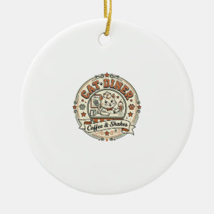 Cat Diner Cat Diner Retro Restaurant Cat Vintage V Ceramic Tree Decoration