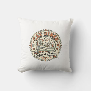 Cat Diner Cat Diner Retro Restaurant Cat Vintage V Cushion