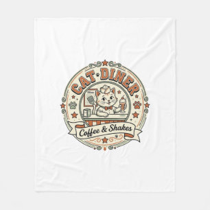Cat Diner Cat Diner Retro Restaurant Cat Vintage V Fleece Blanket