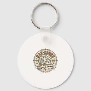 Cat Diner Cat Diner Retro Restaurant Cat Vintage V Key Ring