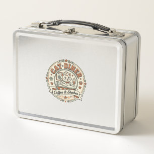 Cat Diner Cat Diner Retro Restaurant Cat Vintage V Metal Lunch Box