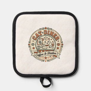 Cat Diner Cat Diner Retro Restaurant Cat Vintage V Pot Holder