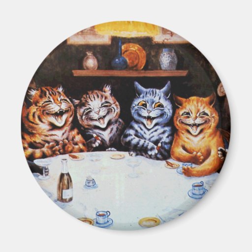Image of Cat Dinner Party Louis Wain Artwork Magnet