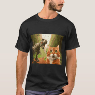 Cat Dinosaur Trex Selfie Funny Meme Humor Boys Gir T-Shirt