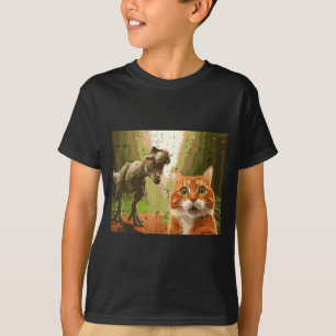 Cat Dinosaur Trex Selfie Funny Meme Humor Boys Gir T-Shirt