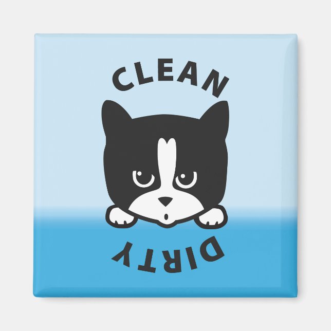 Cat Dirty Clean Dishwasher Magnet (Front)