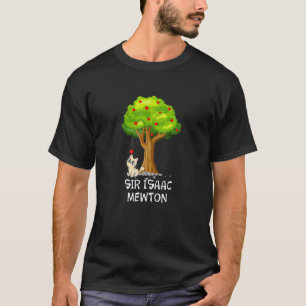 Cat Discovers Law Of Gravity Isaac Mewton Physics  T-Shirt