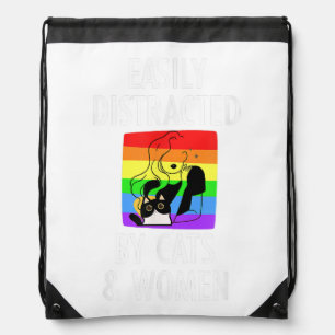 Cat Distraction Loadingâ€¦Women Funny Lesbian Girl Drawstring Bag