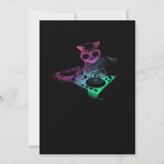 Cat DJ gift Thank You Card (Front)