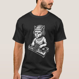 Cat DJ Hat for Rave Lovers, Funny EDM Dance Music T-Shirt