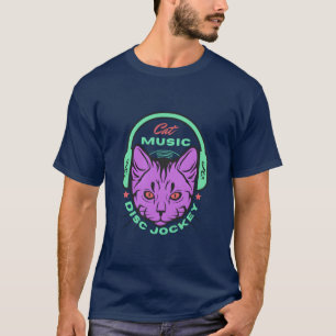 Cat DJ Headphones Music Lover Design T-Shirt