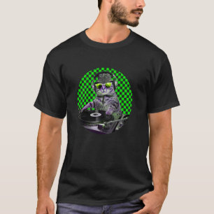Cat DJ on Turntable Spinning Tunes For Cat & Music T-Shirt