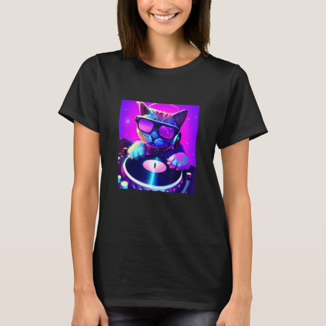 Cat DJ Vaporwave  Aesthetic Men Boys Girls Women A T-Shirt (Front)