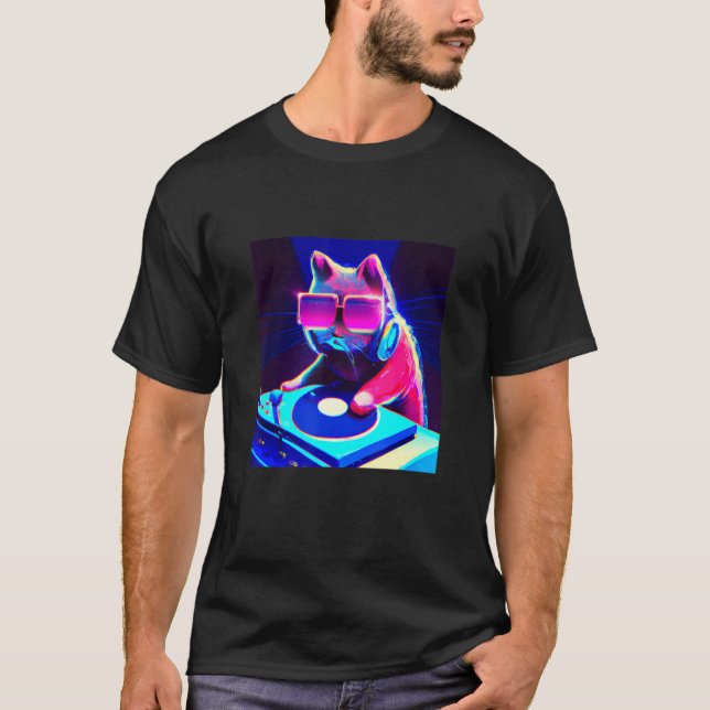 Cat DJ Vaporwave  Aesthetic Men Boys Girls Women A T-Shirt (Front)