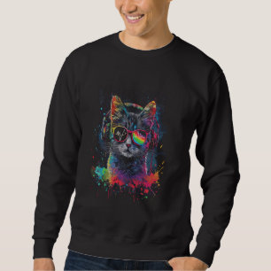 Cat DJ With Headphones And Sunglasses Kitty 3 Sweatshirt
