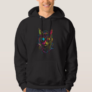 Cat DJ With Headphones And Sunglasses Kitty Hoodie
