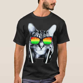 Cat DJ With Sunglasses And Headphones Music Cat T-Shirt