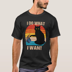 Cat Do What I Want Cat Meow Rebel Kitty Retro Vin T-Shirt