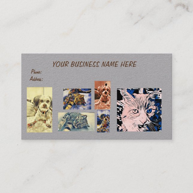 Cat & Dog, 3.5" x 2.0" Business Card (Front)