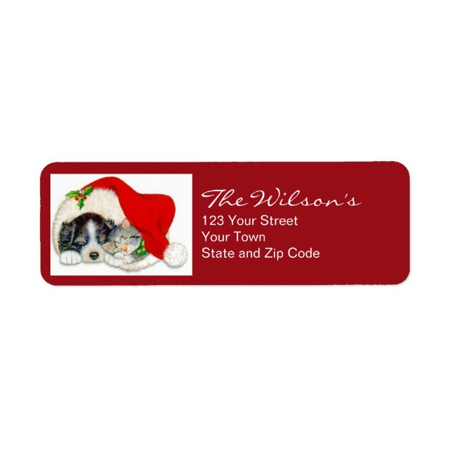 Cat Dog Christmas Holiday Return Address Labels (Front)