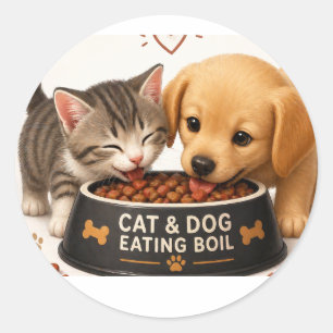 cat dog classic round sticker