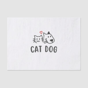 Cat Dog – Cute Minimalist Cat and Dog Design Tissue Paper