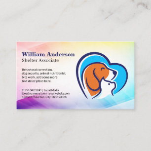 Cat Dog Heart Logo   Animal Services Business Card