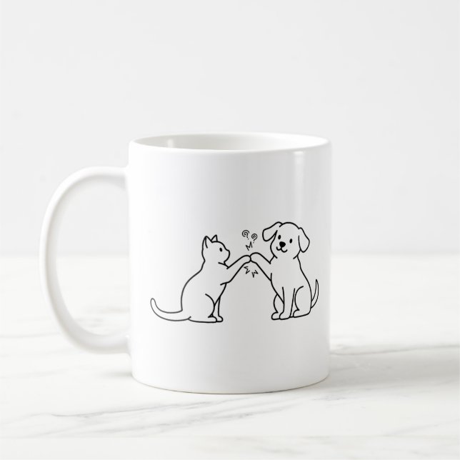 Cat Dog Heated Rivalry Art Tee Coffee Mug (Left)