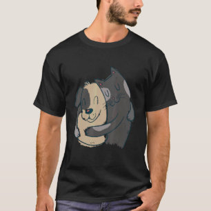 cat dog hug pet store motif graphic design rando T-Shirt