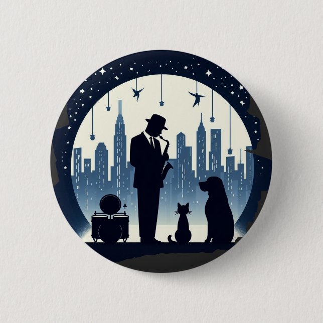 Cat, dog, Jazz  6 Cm Round Badge (Front)