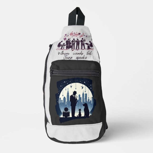Cat, dog, Jazz  Sling Bag (Front)
