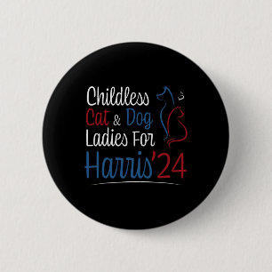 Cat Dog Lady Ladies Shirt For Kamala Harris 2024 6 Cm Round Badge