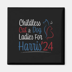 Cat Dog Lady Ladies Shirt For Kamala Harris 2024 Magnet