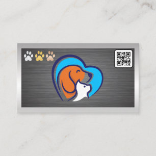 Cat Dog Logo Paws QR code Business Card