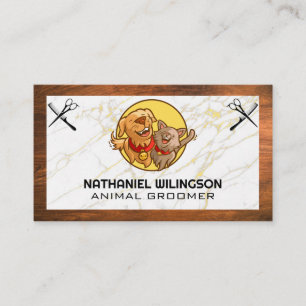Cat Dog Logo   Pet Grooming Scissors Business Card