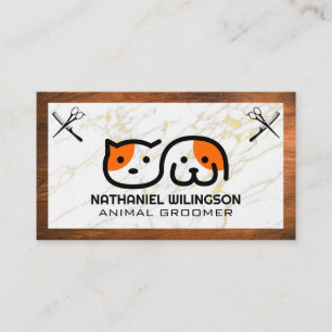 Cat Dog Logo   Pet Grooming Tools Business Card