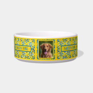 Cat Dog Lovers Mediterranean Style Photo Name    Bowl